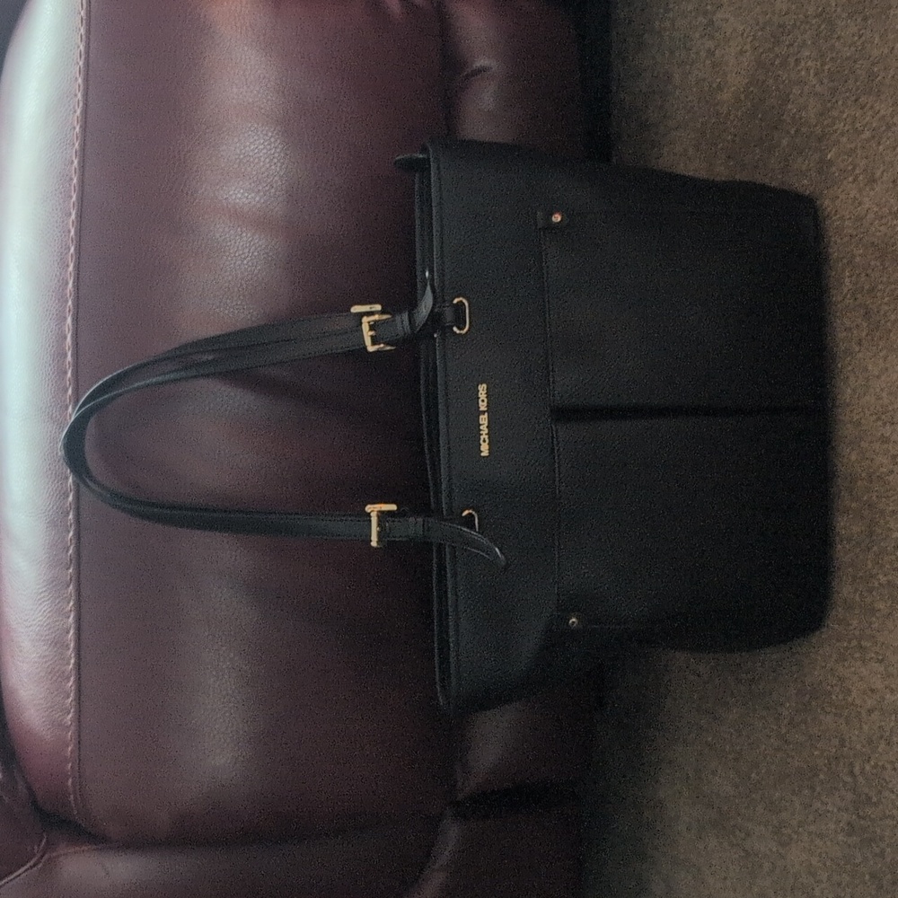 Michael Kors Black Tote with Gold Accents - Picture 10 of 16